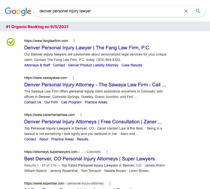Google search Denver personal injury lawyer