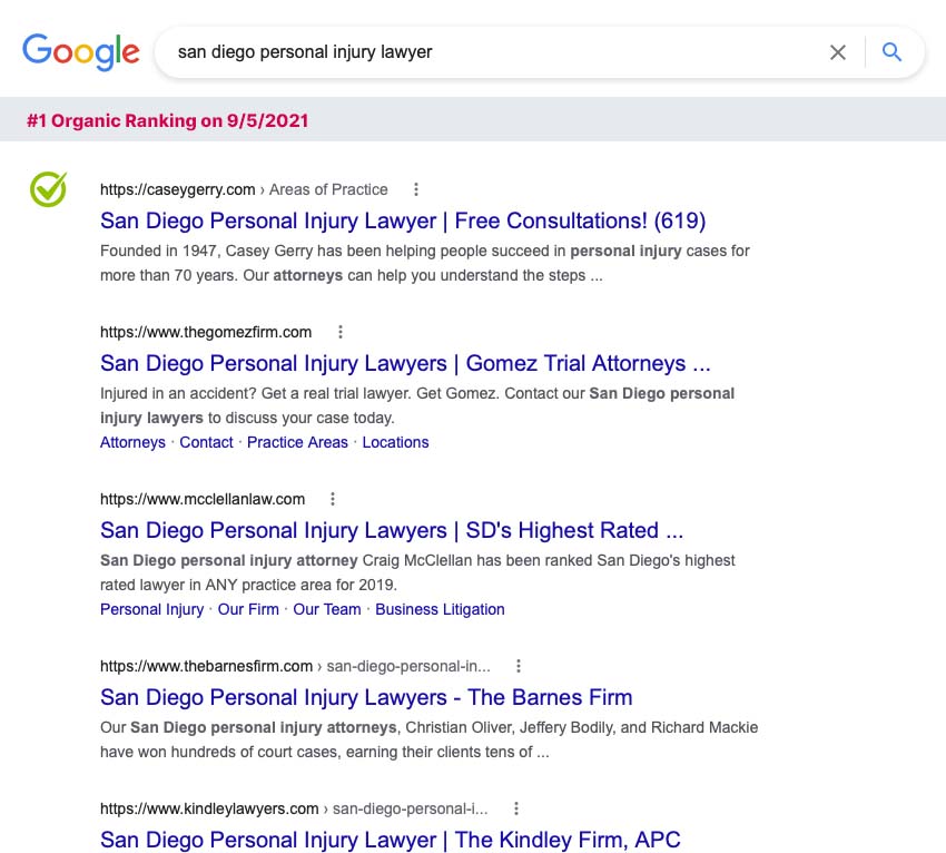Google search San Diego personal injury lawyer